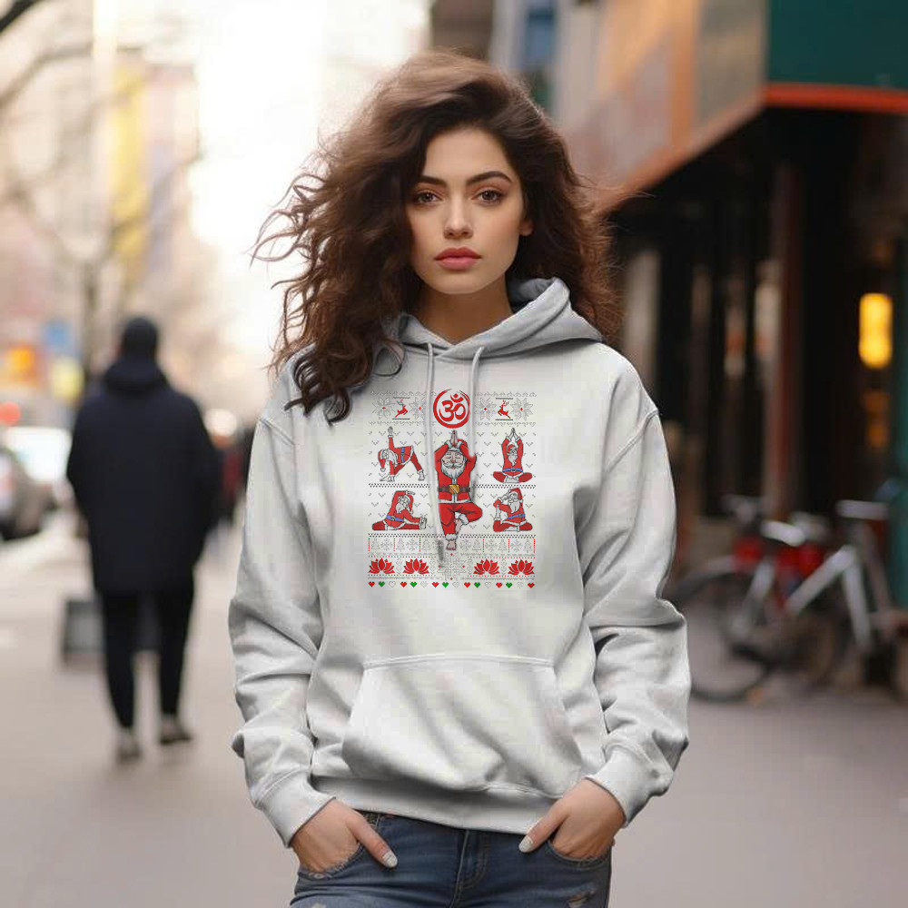 Santa Claus Meditation Yoga Pose Christmas Hoodie Xmas Funny Santa Shirt Yogis Gift
