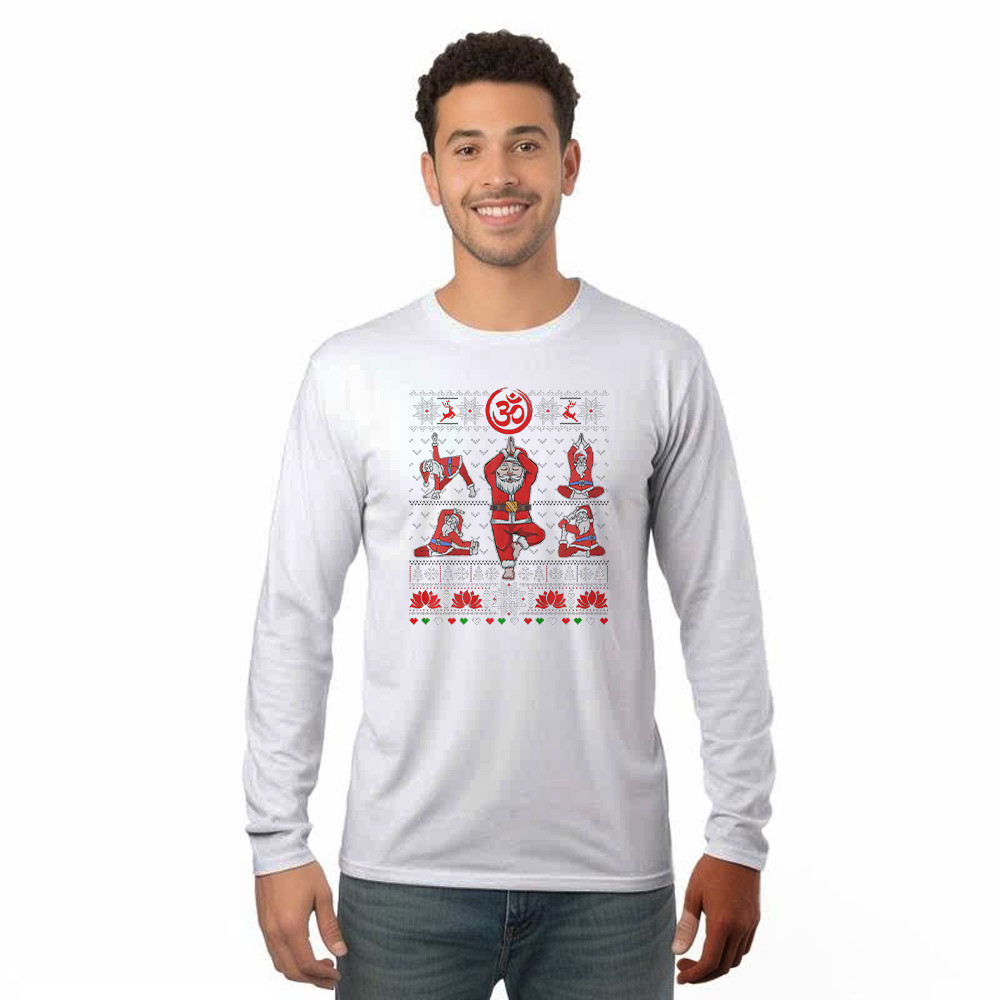 Santa Claus Meditation Yoga Pose Christmas Long Sleeve Shirt Xmas Funny Santa Shirt Yogis Gift