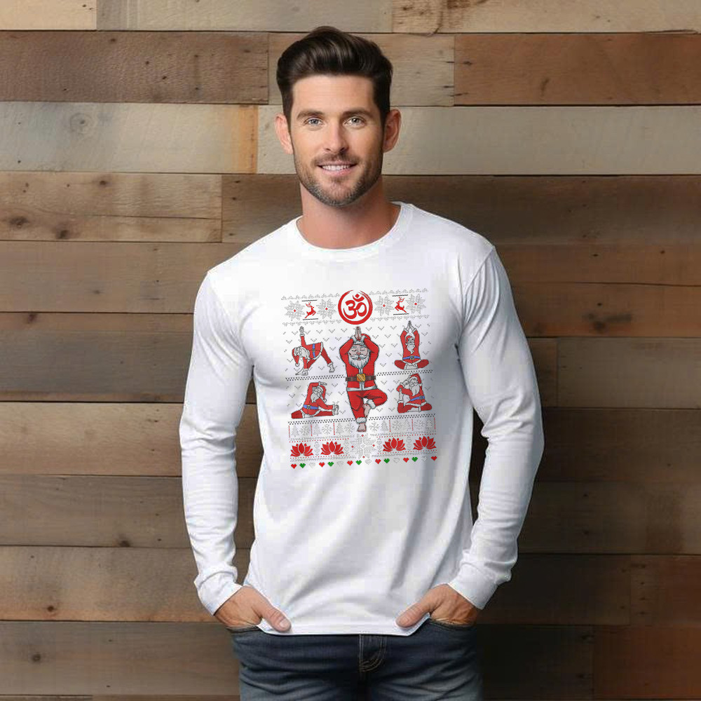 Santa Claus Meditation Yoga Pose Christmas Long Sleeve Shirt Xmas Funny Santa Shirt Yogis Gift