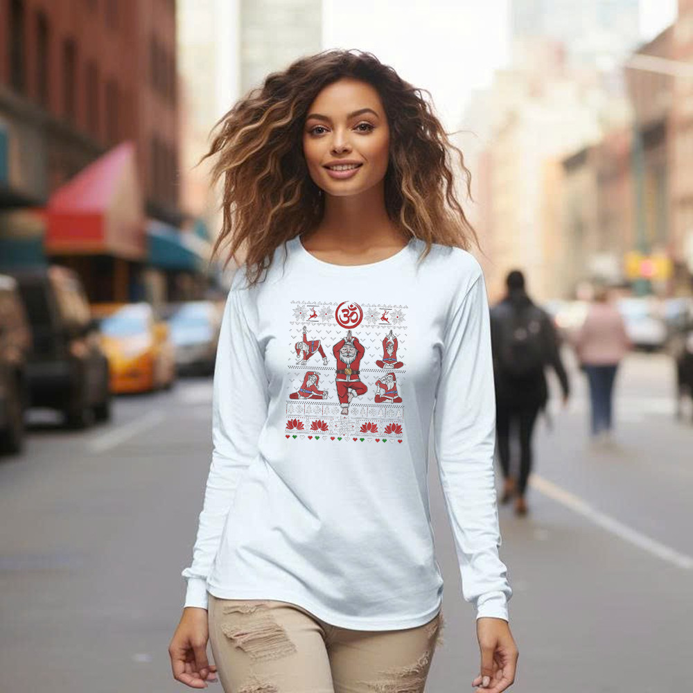 Santa Claus Meditation Yoga Pose Christmas Long Sleeve Shirt Xmas Funny Santa Shirt Yogis Gift