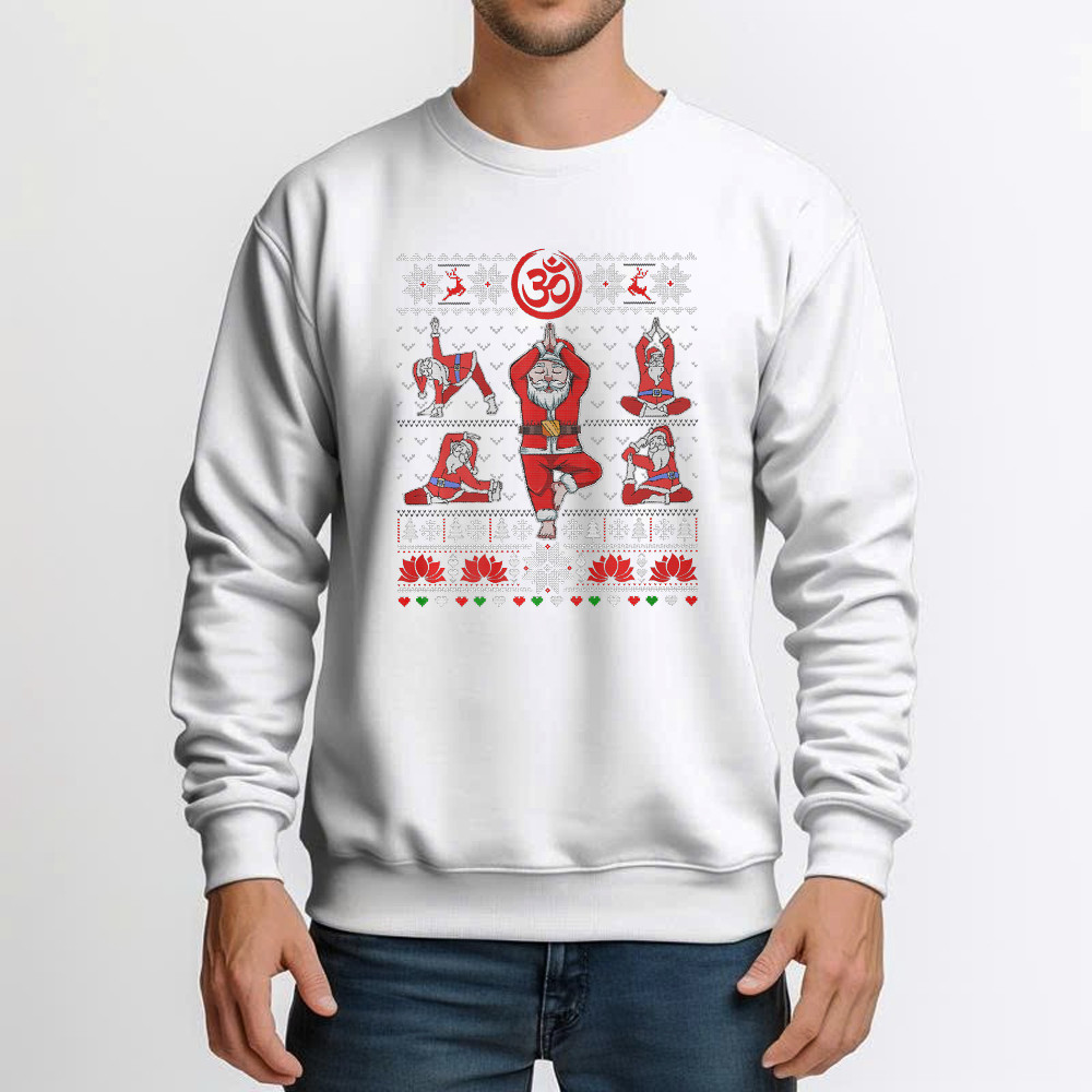 Santa Claus Meditation Yoga Pose Christmas Sweatshirt Xmas Funny Santa Shirt Yogis Gift