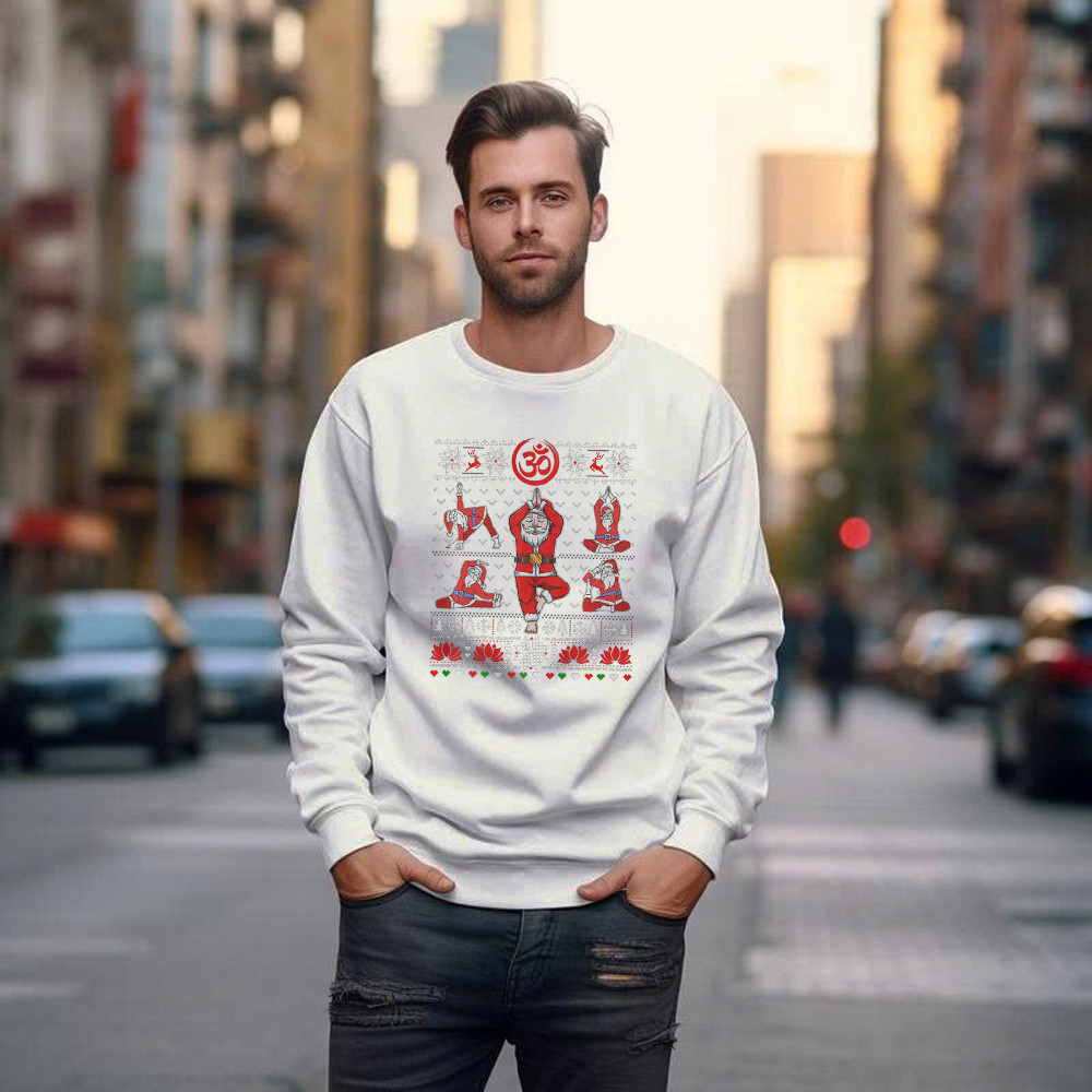 Santa Claus Meditation Yoga Pose Christmas Sweatshirt Xmas Funny Santa Shirt Yogis Gift
