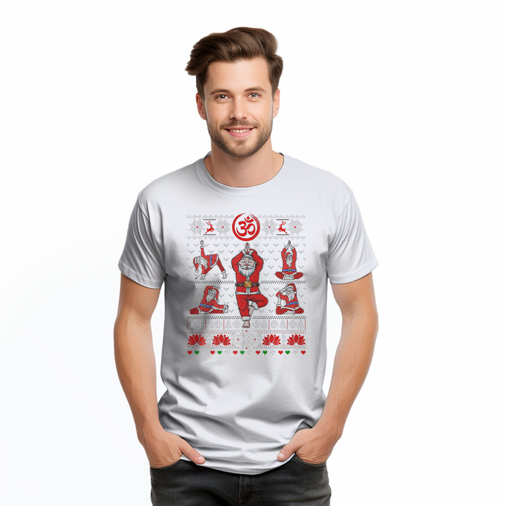 Santa Claus Meditation Yoga Pose Christmas T-Shirt Xmas Funny Santa Shirt Yogis Gift