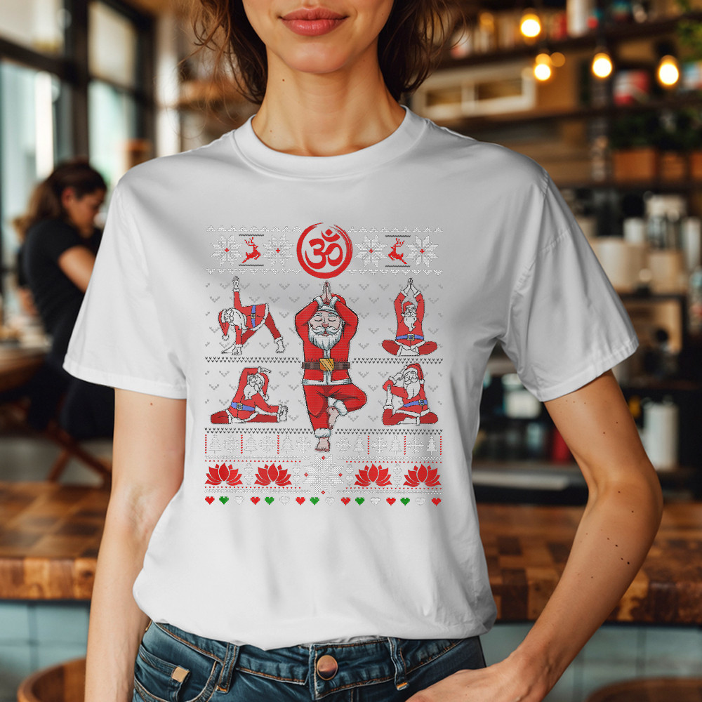 Santa Claus Meditation Yoga Pose Christmas T-Shirt Xmas Funny Santa Shirt Yogis Gift