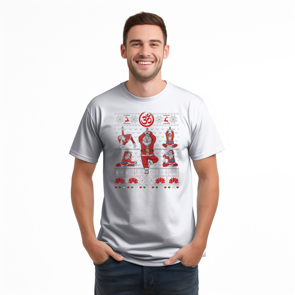 Santa Claus Meditation Yoga Pose Christmas T-Shirt Xmas Funny Santa Shirt Yogis Gift