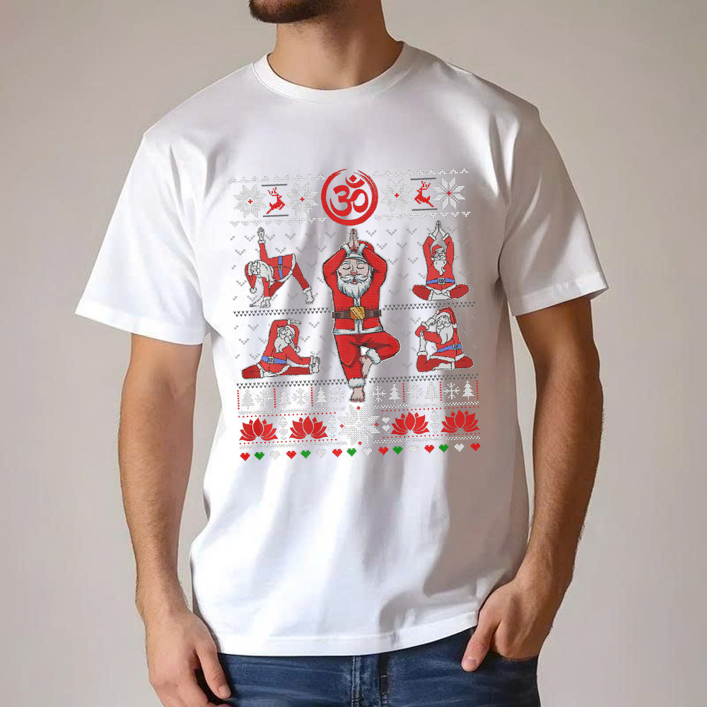 Santa Claus Meditation Yoga Pose Christmas T-Shirt Xmas Funny Santa Shirt Yogis Gift