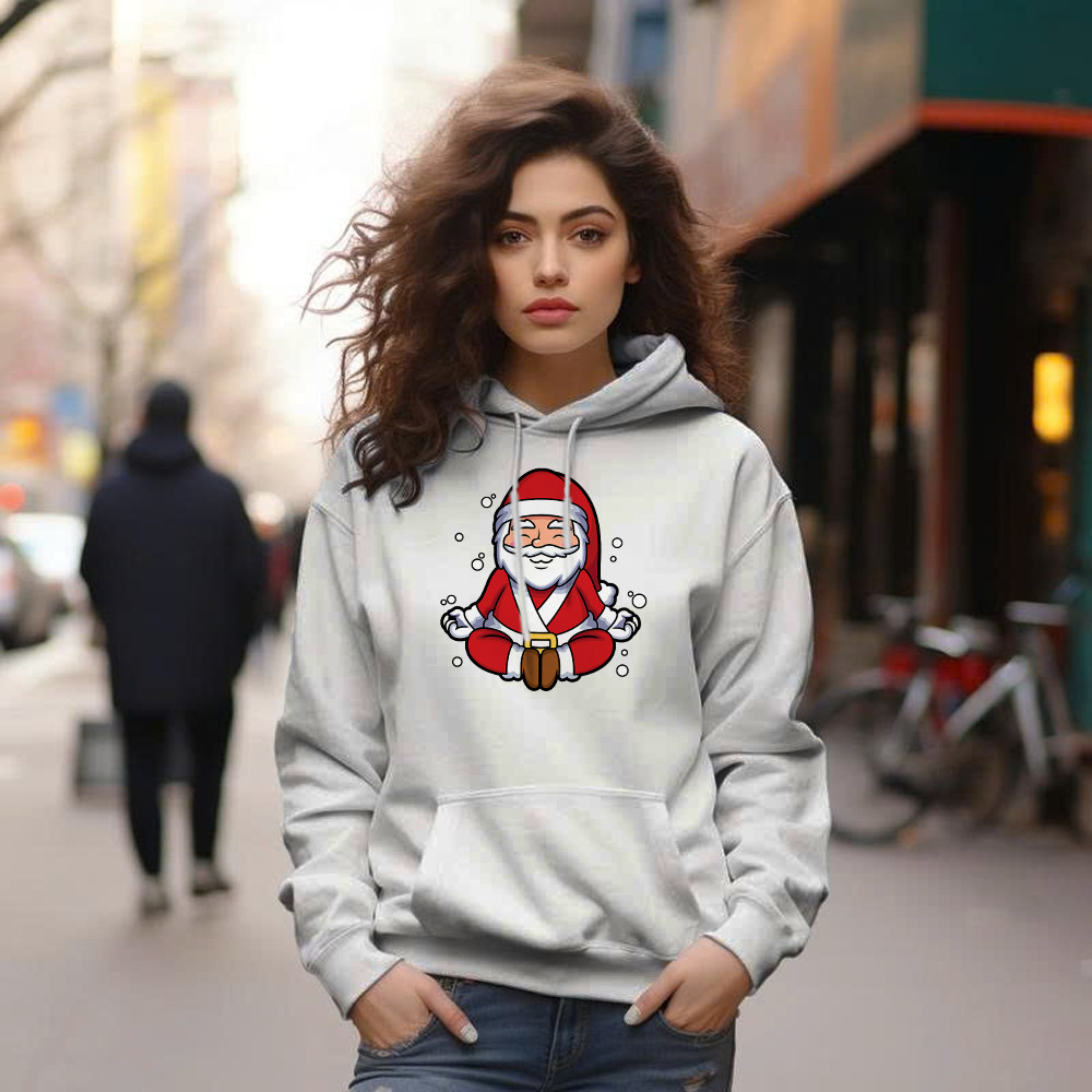Santa Doing Yoga Meditate Hoodie Christmas Funny Santa Claus Shirts