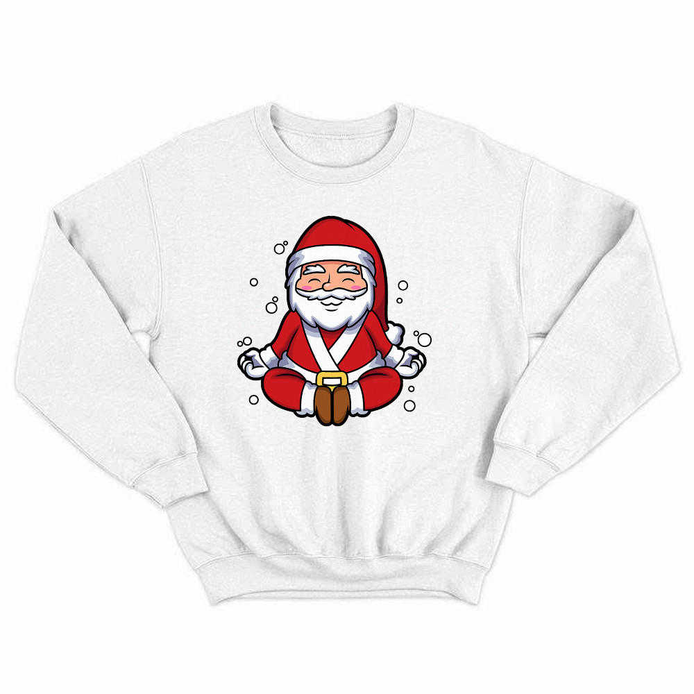 Santa Doing Yoga Meditate Sweatshirt Christmas Funny Santa Claus Shirts