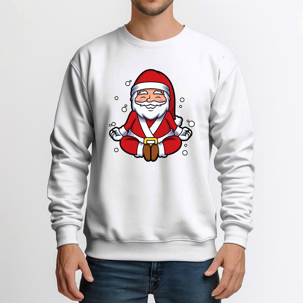 Santa Doing Yoga Meditate Sweatshirt Christmas Funny Santa Claus Shirts