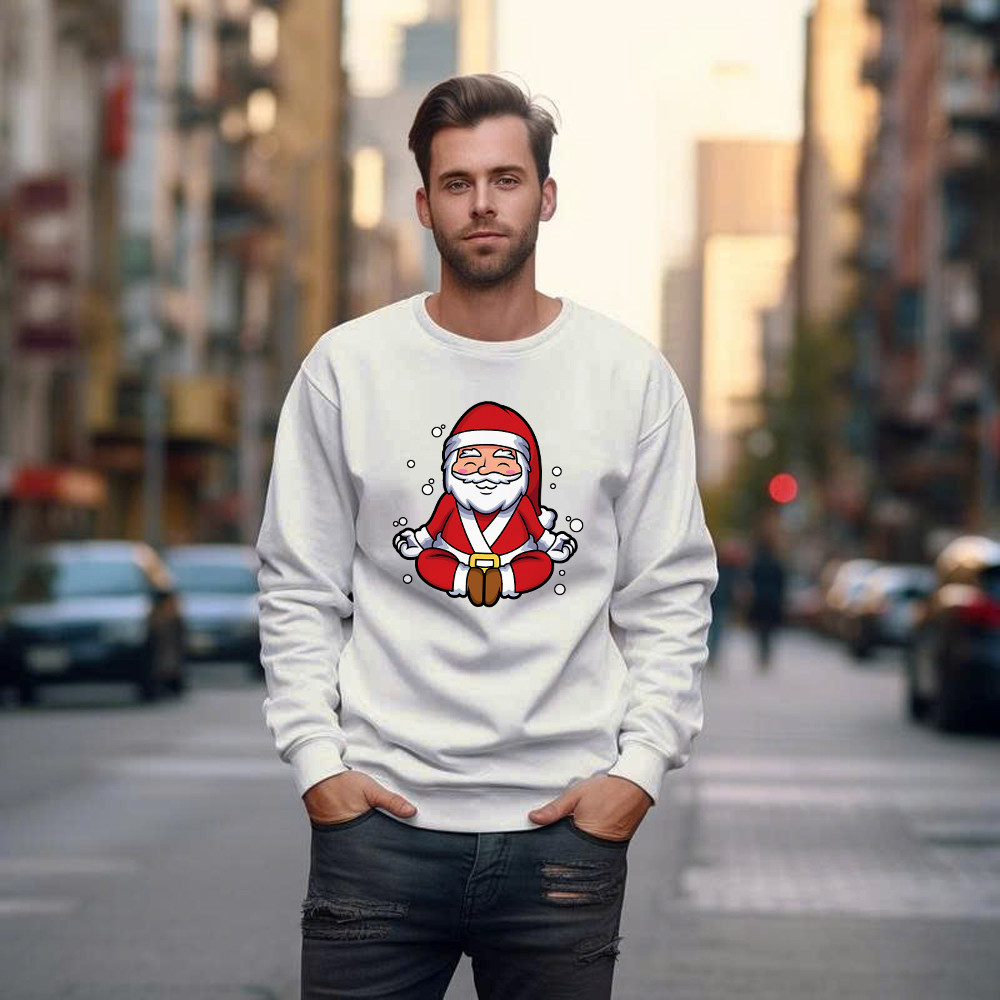 Santa Doing Yoga Meditate Sweatshirt Christmas Funny Santa Claus Shirts