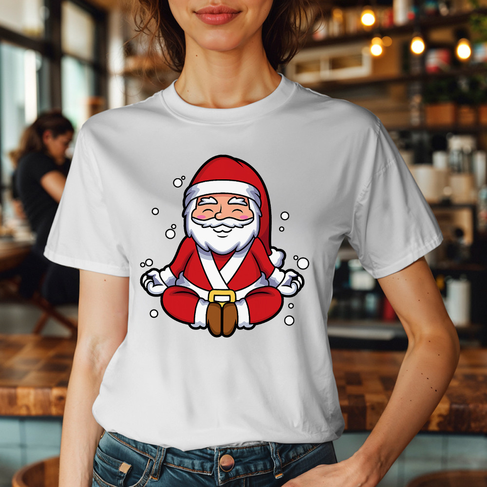 Santa Doing Yoga Meditate T-Shirt Christmas Funny Santa Claus Shirts