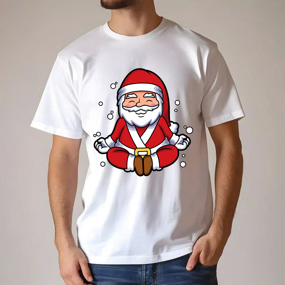Santa Doing Yoga Meditate T-Shirt Christmas Funny Santa Claus Shirts