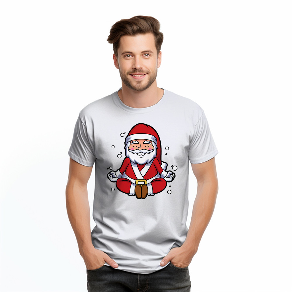Santa Doing Yoga Meditate T-Shirt Christmas Funny Santa Claus Shirts