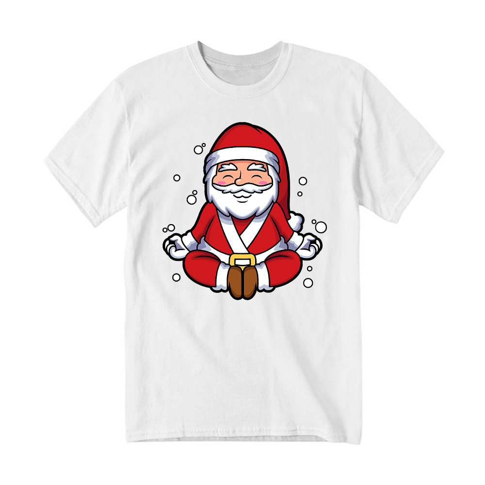 Santa Doing Yoga Meditate T-Shirt Christmas Funny Santa Claus Shirts