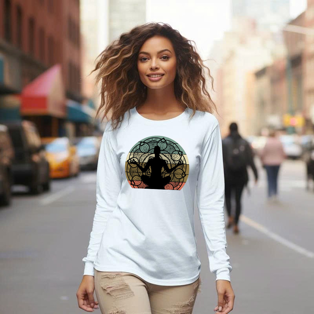 Yoga Mandala Meditation Bikram Hot Vintage Long Sleeve Shirt Mens Yoga Shirt Gift For Him