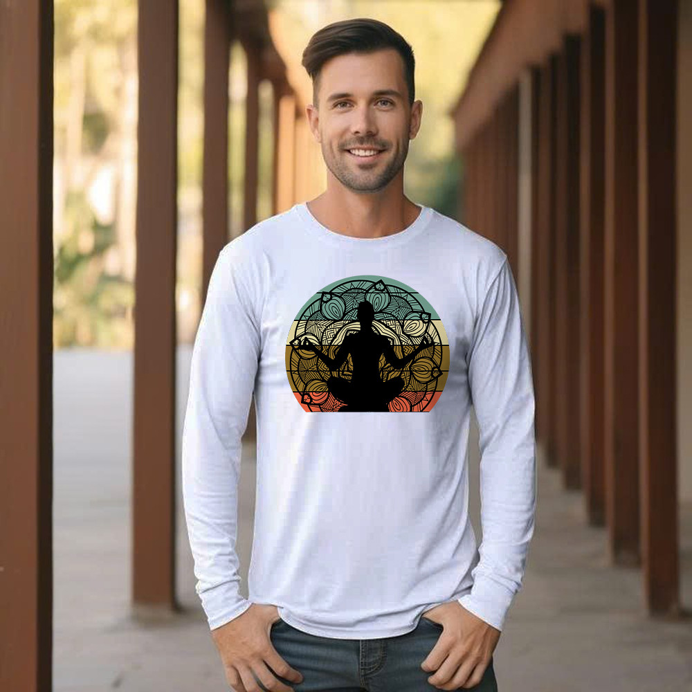 Yoga Mandala Meditation Bikram Hot Vintage Long Sleeve Shirt Mens Yoga Shirt Gift For Him
