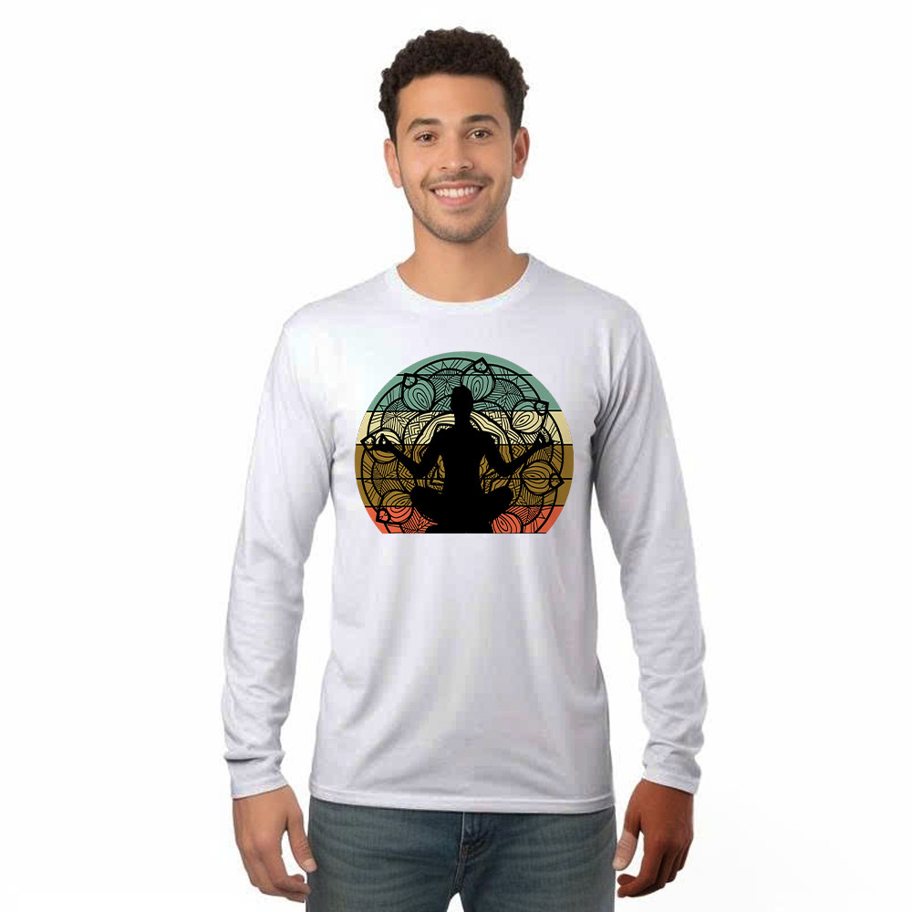 Yoga Mandala Meditation Bikram Hot Vintage Long Sleeve Shirt Mens Yoga Shirt Gift For Him