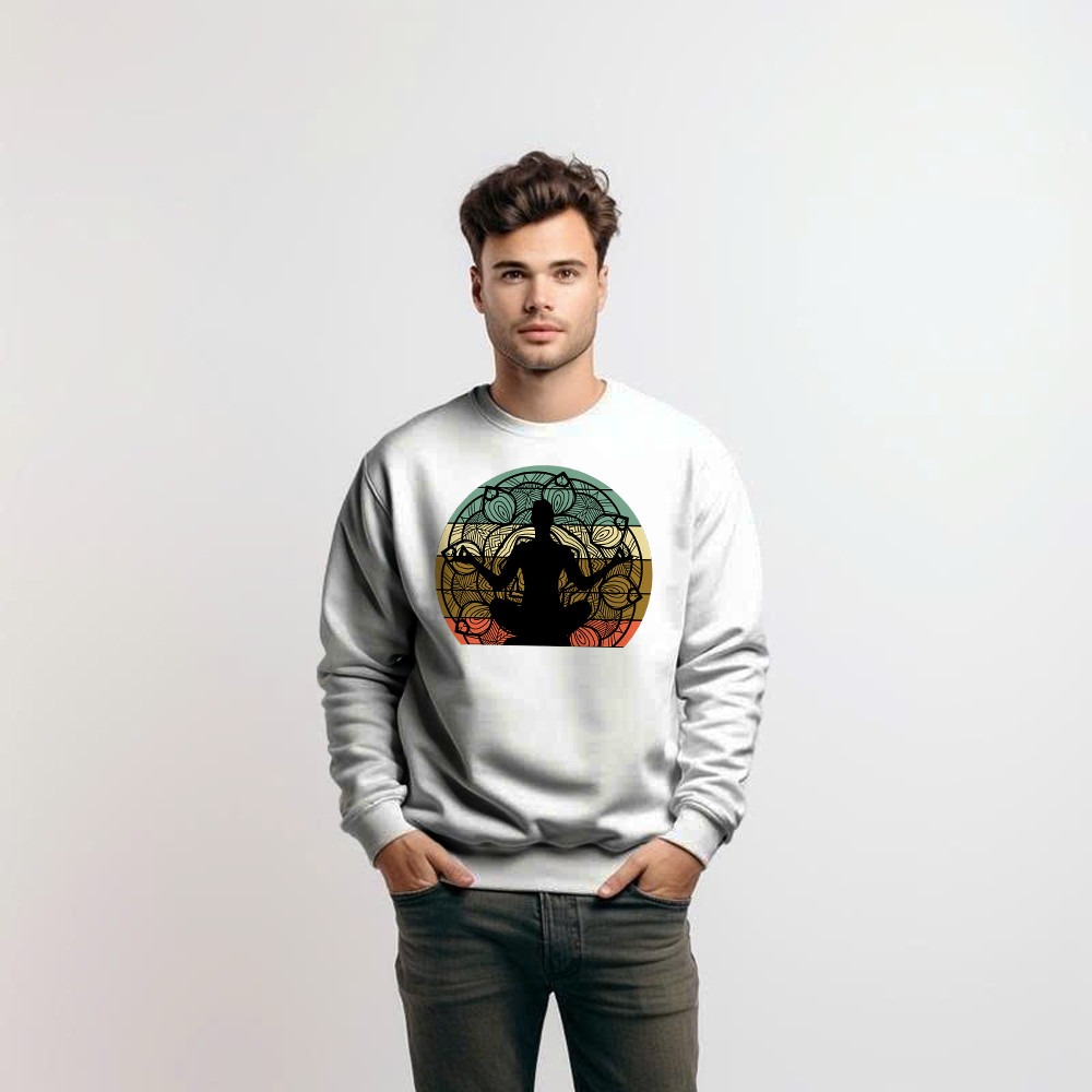 Yoga Mandala Meditation Bikram Hot Vintage Sweatshirt Mens Yoga Shirt Gift For Him