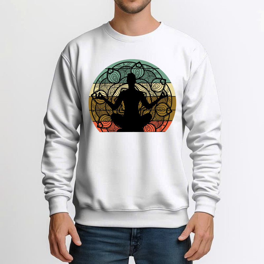 Yoga Mandala Meditation Bikram Hot Vintage Sweatshirt Mens Yoga Shirt Gift For Him