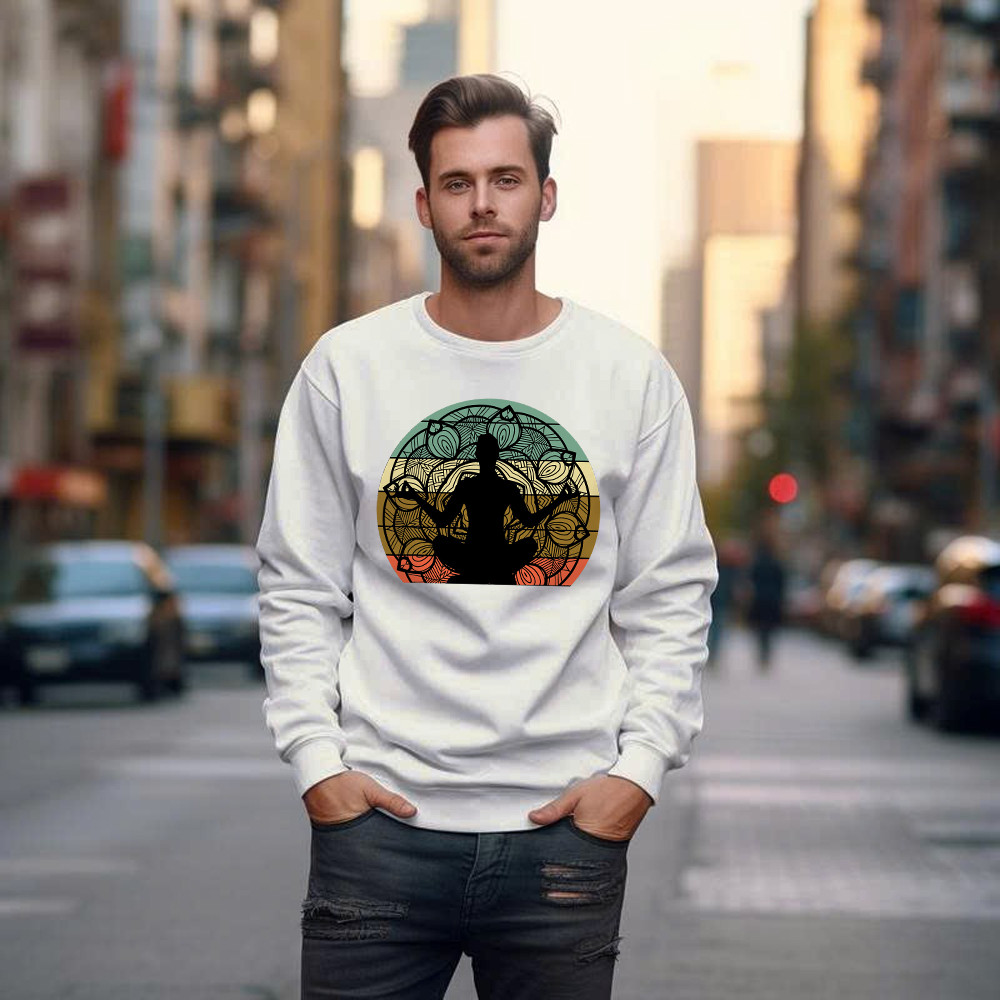 Yoga Mandala Meditation Bikram Hot Vintage Sweatshirt Mens Yoga Shirt Gift For Him