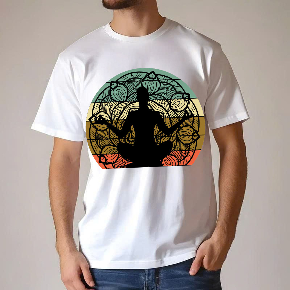 Yoga Mandala Meditation Bikram Hot Vintage T-Shirt Mens Yoga Shirt Gift For Him