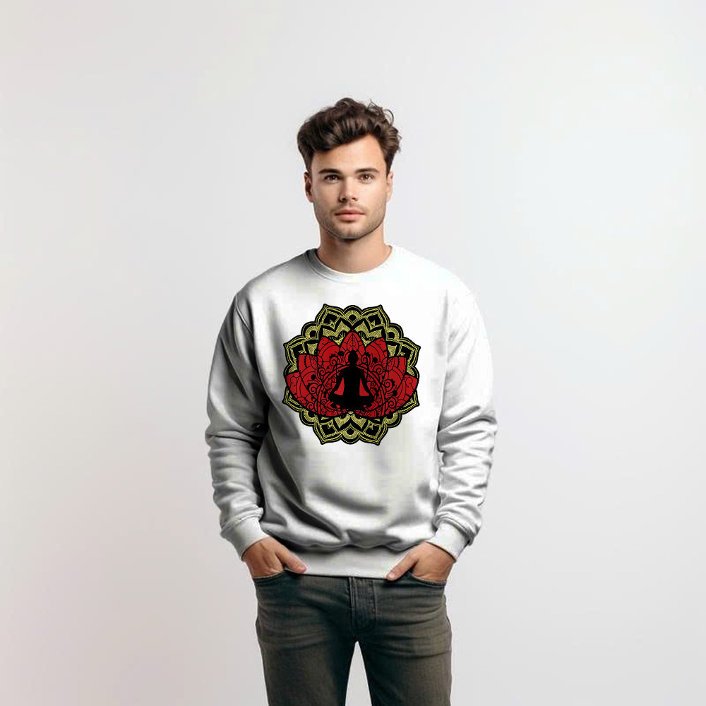 Yoga Red Lotus Flower Meditation Mandala Sweatshirt Mens Gifts For Yoga Teachers