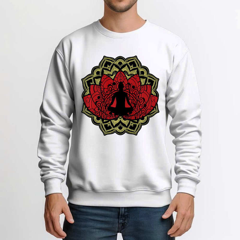 Yoga Red Lotus Flower Meditation Mandala Sweatshirt Mens Gifts For Yoga Teachers