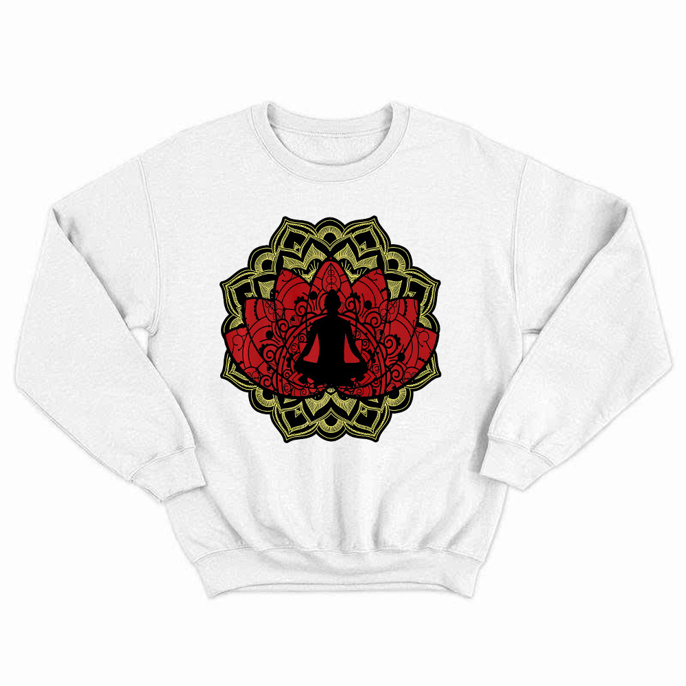 Yoga Red Lotus Flower Meditation Mandala Sweatshirt Mens Gifts For Yoga Teachers